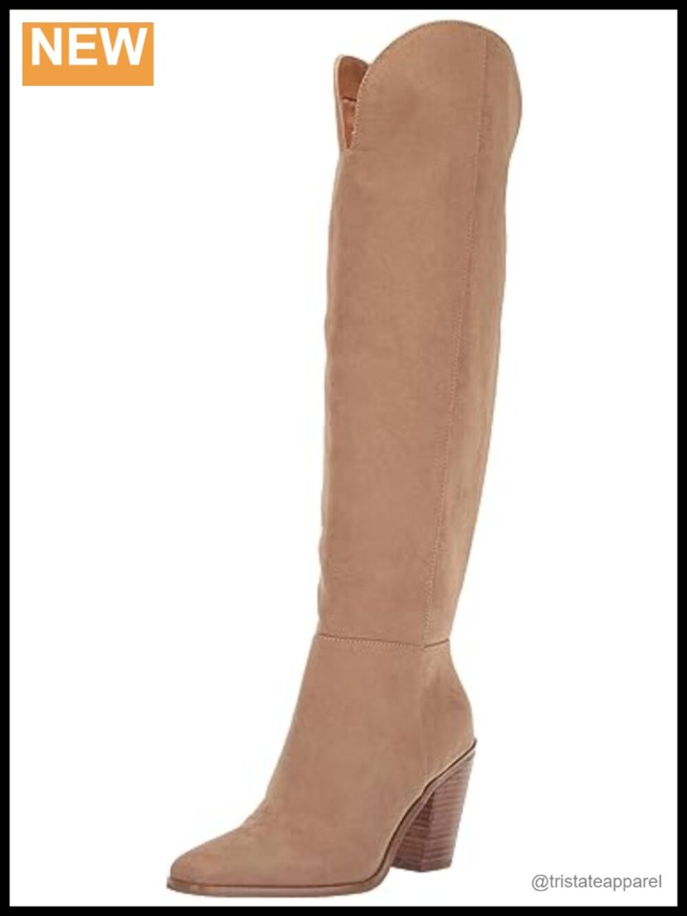 Faux Suede Over-the-Knee Boots Block Heel Almond Toe Equestrian Zip